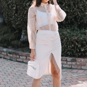 Nasty Gal Silky Champagne Midi Skirt